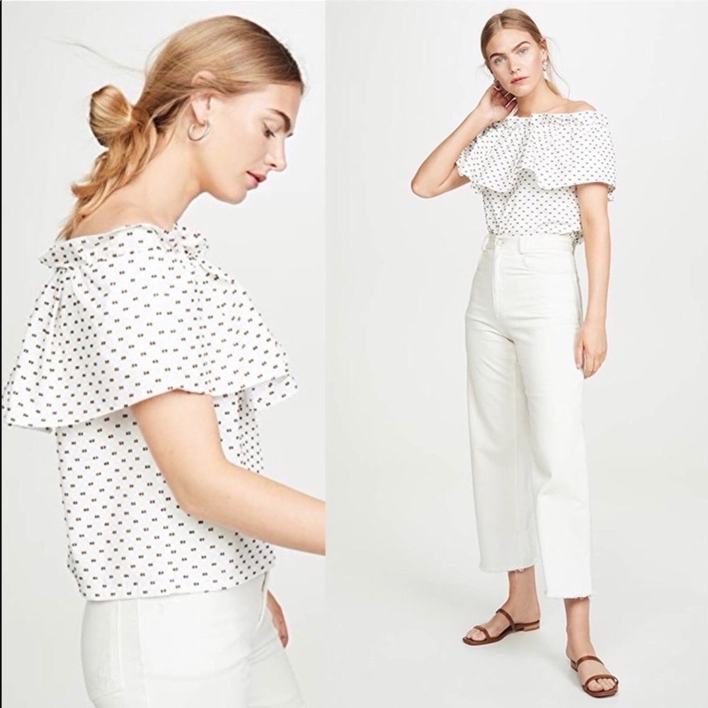 Baum Und Pferdgarten Egret Earth Dot Off Shoulder Top NWT EU 40 US 10